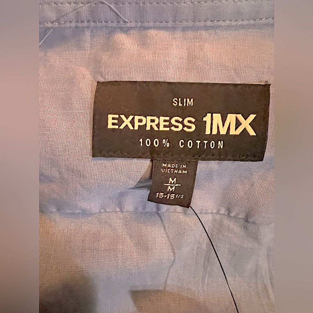Express Blue button down with tags on-size medium - Picture 2 of 3